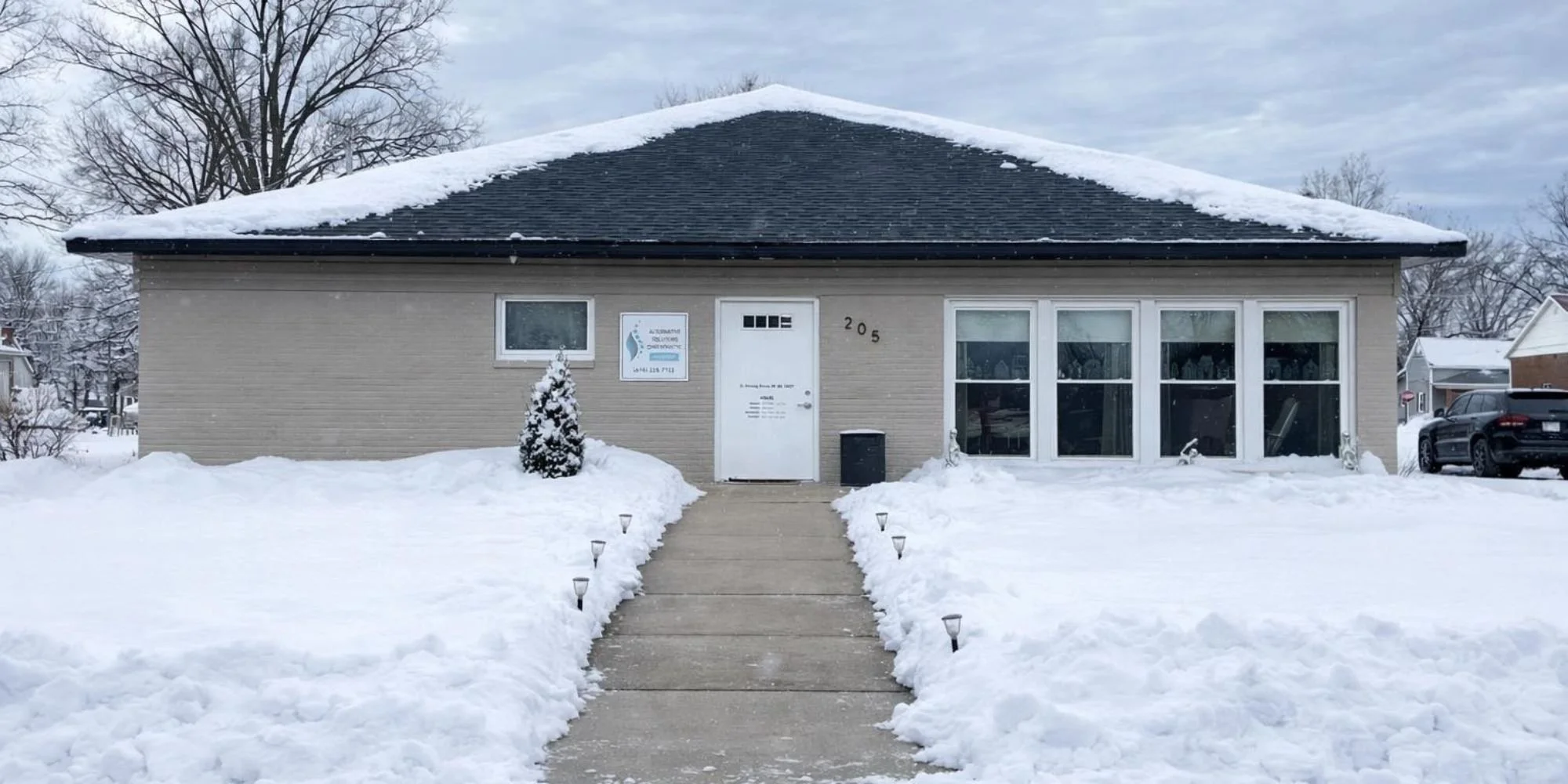 Alternative Solutions building exterior in the snow