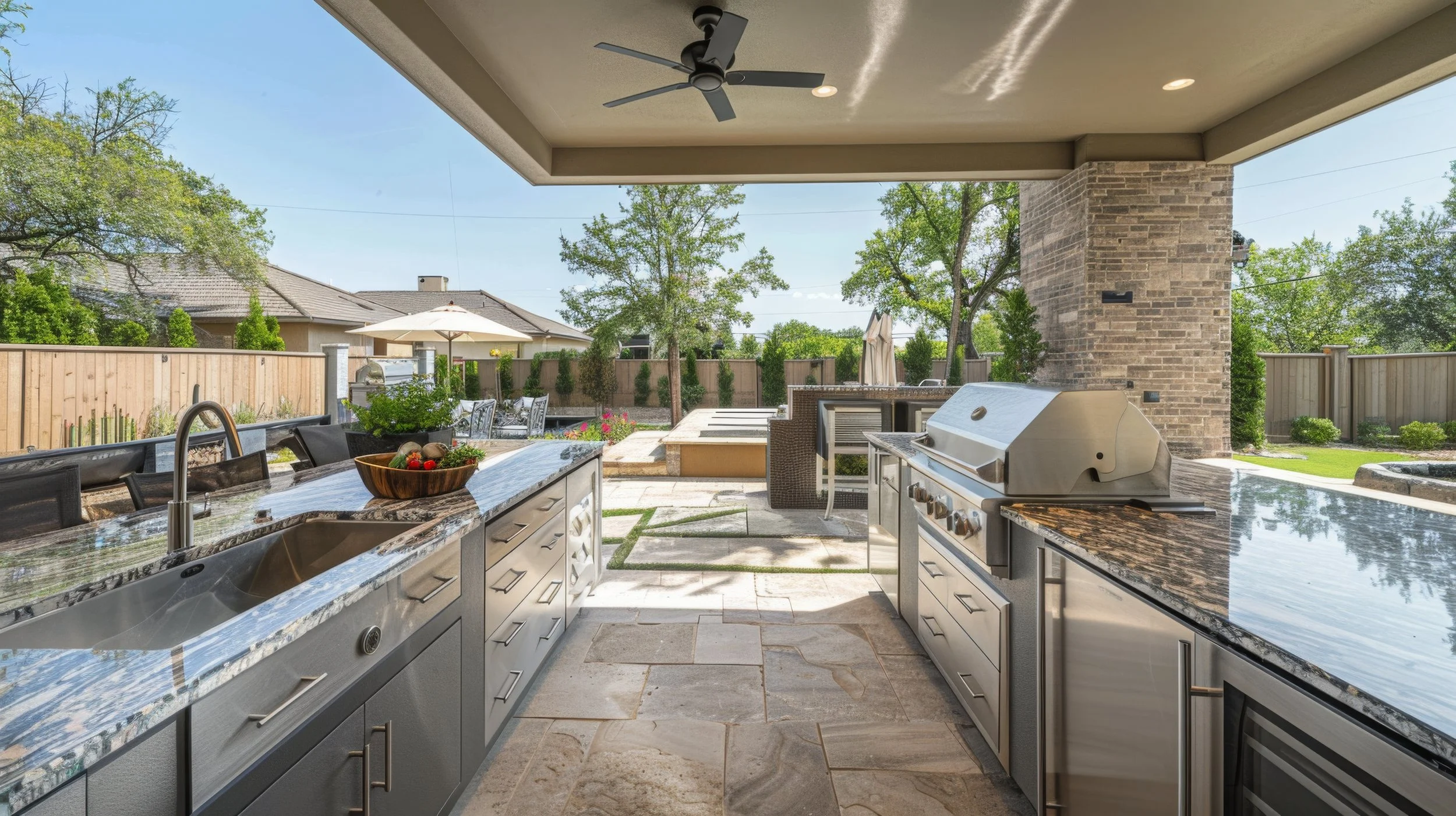 New Orleans outdoor kitchen designed and built for gathering, combining premium materials, functional layout, and timeless outdoor living design.