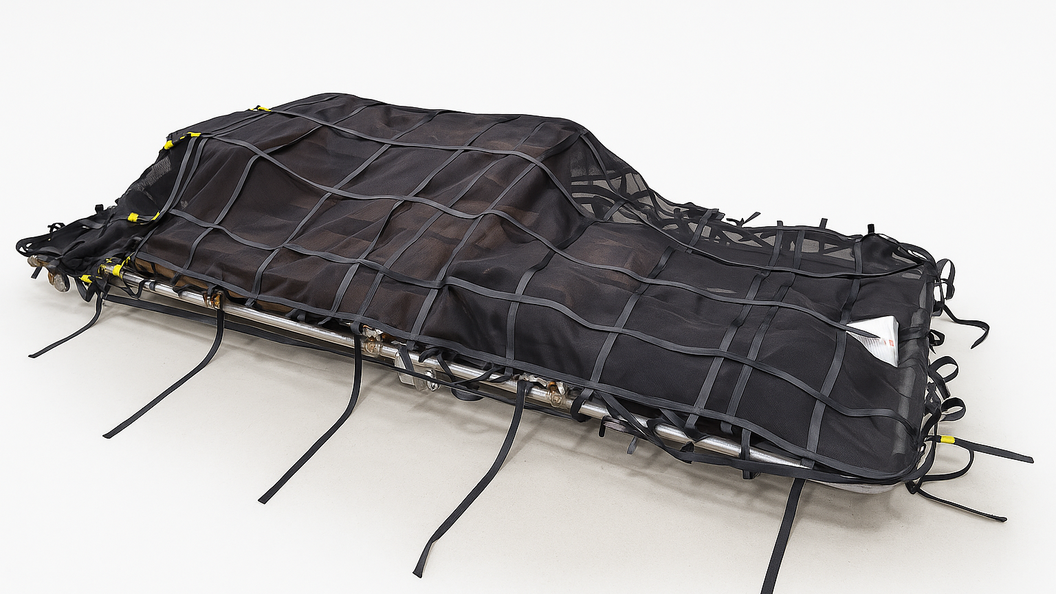 Adjustable custom roof rack restraint assembly designed to fit two roof rack sizes