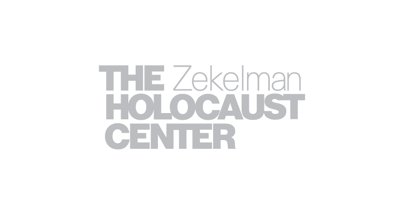Logo for The Zekelman Holocaust Center in gray and white text.
