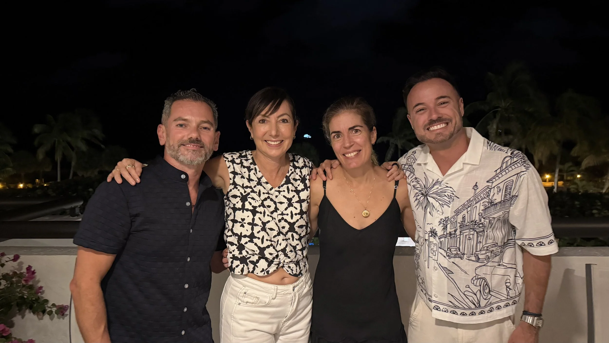 Cedric Mahe-Rodriguez, Yamile Elias, Tania Peck and Rich Rodriguez-Mahe at happy hour