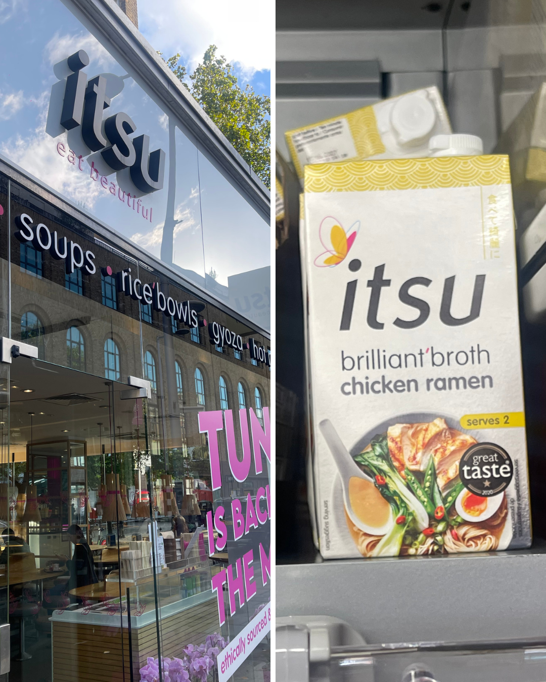 Itsu restaurant in London, illustrating how repeated restaurant and QSR trial can make global flavors more familiar and create demand for at-home retail occasions.