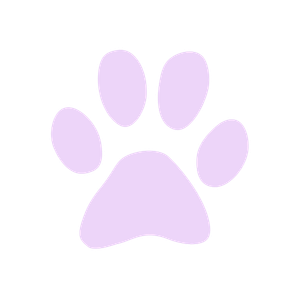 A light purple paw print with a black background.