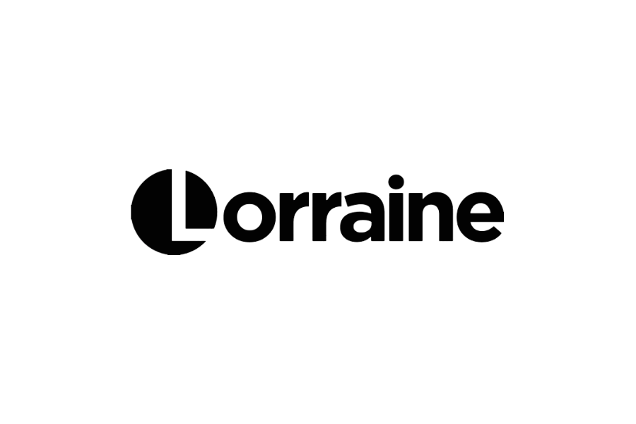 The logo of Lorraine Kelly, a television presenter, featuring her name in black text with a small stylized figure or symbol above it.