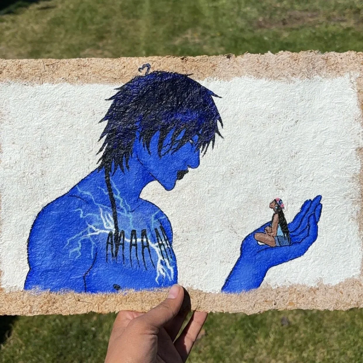 Studio sísp̓l̓k̓, Acrylic Thunder and Love on Tule Paper, Okanagan, Vernon, BC.