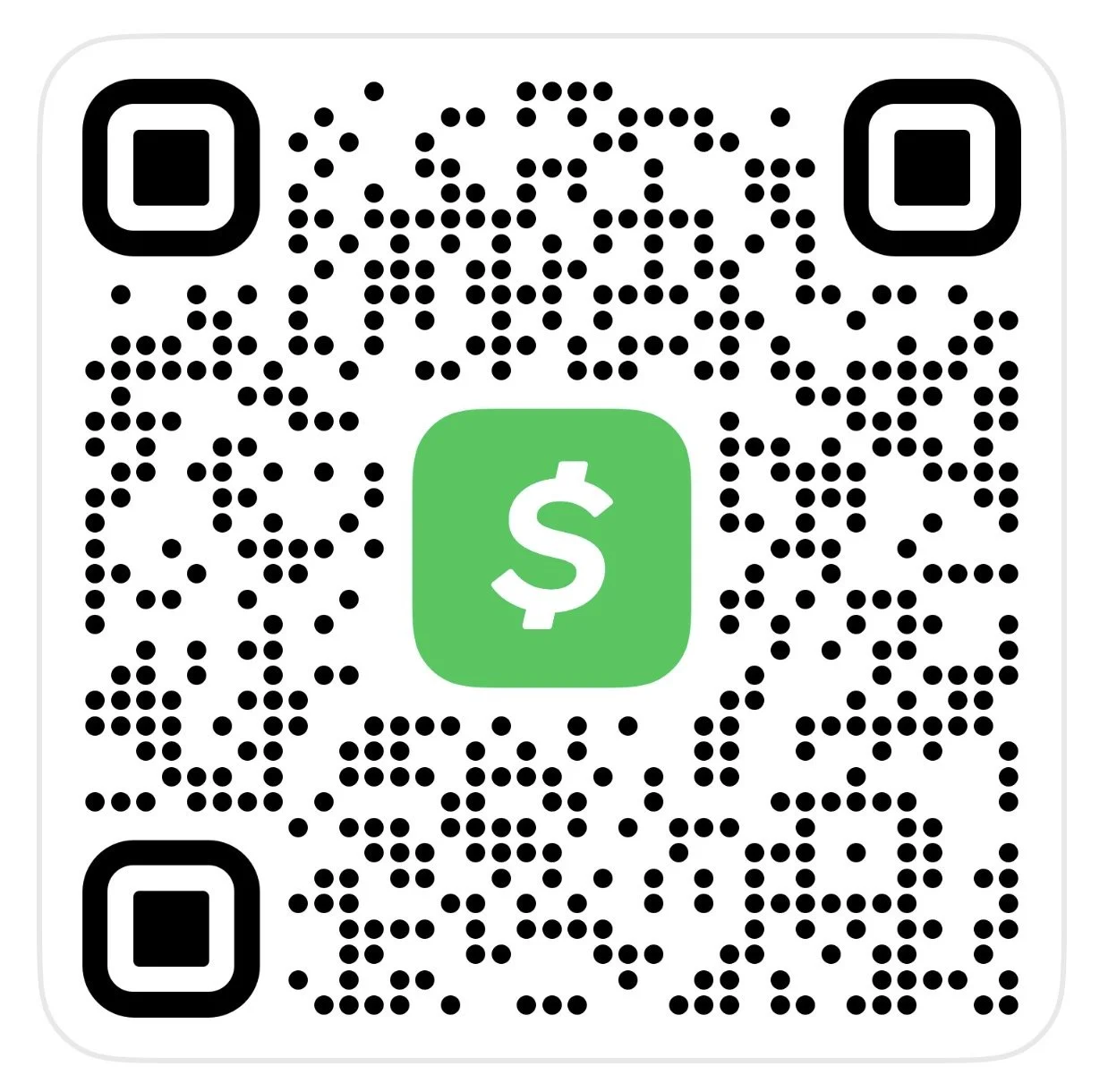 QR code with a green dollar sign icon in the center.