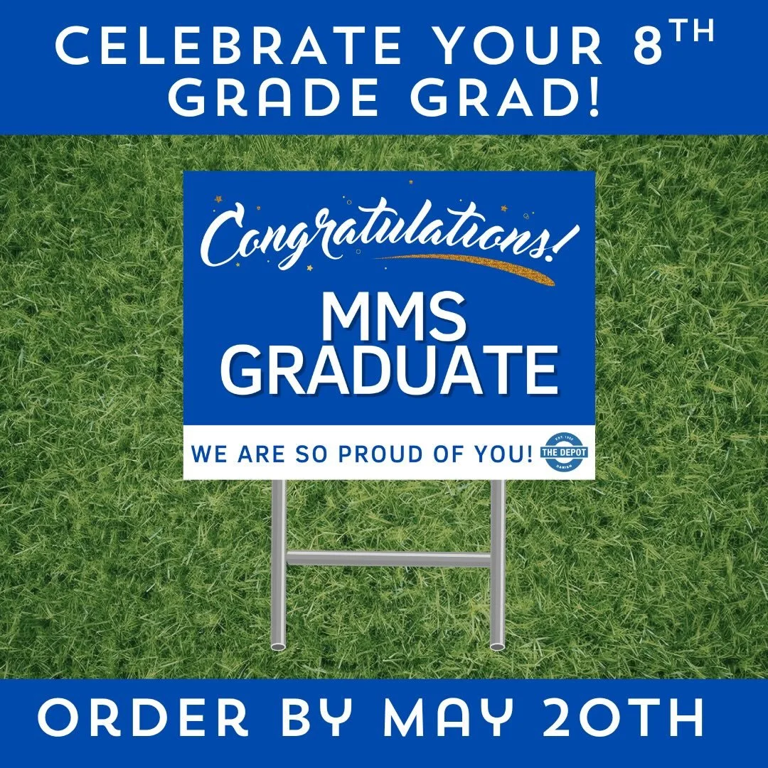 Celebrate your 8th grade graduate! 🎓✨

Order an MMS 8th Grade Graduation lawn sign to honor their big milestone! 🪧 

🗓 Order by 5/20 via link in bio 
🏡 Lawn placement by 6/12

Don&rsquo;t miss this chance to show your student how proud you are 🤩