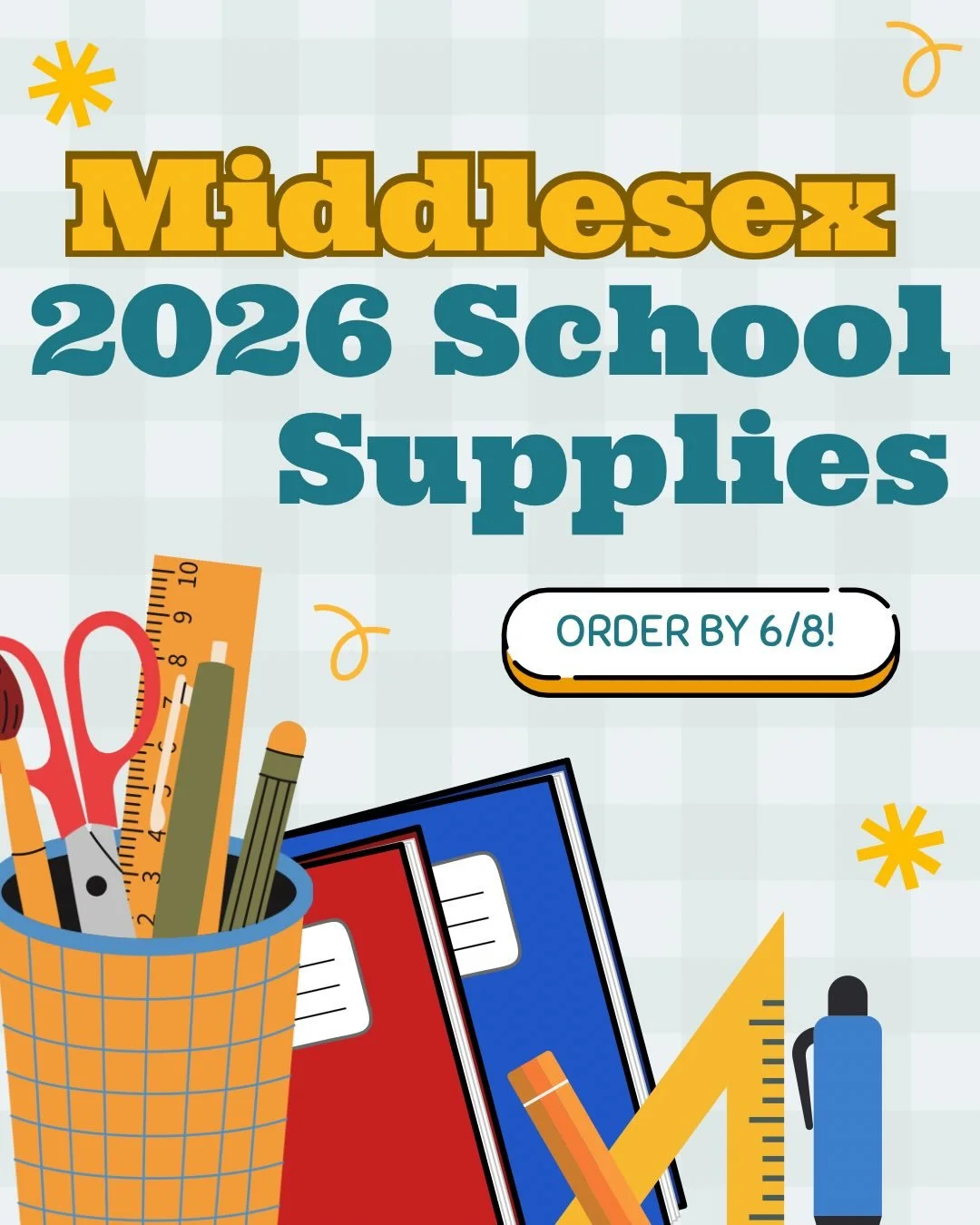 📚 LAST CALL FOR SCHOOL SUPPLIES! 📚

Tomorrow is the deadline to order prepackaged school supplies for the 2026&ndash;2027 school year!

✅ Skip the back-to-school shopping
✅ Get everything your student needs in one easy order

Order by June 8:
Usern