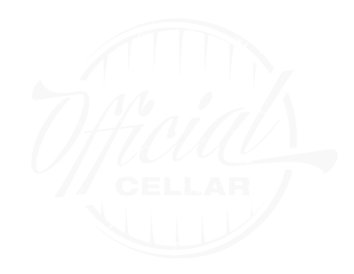 Logo for Officiate Cellar featuring a circular design with the word 'Officiate' in cursive and 'Cellar' in bold uppercase letters