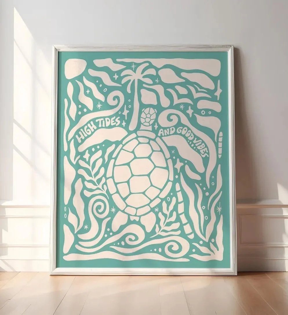 Modern Sea Turtle Art Print