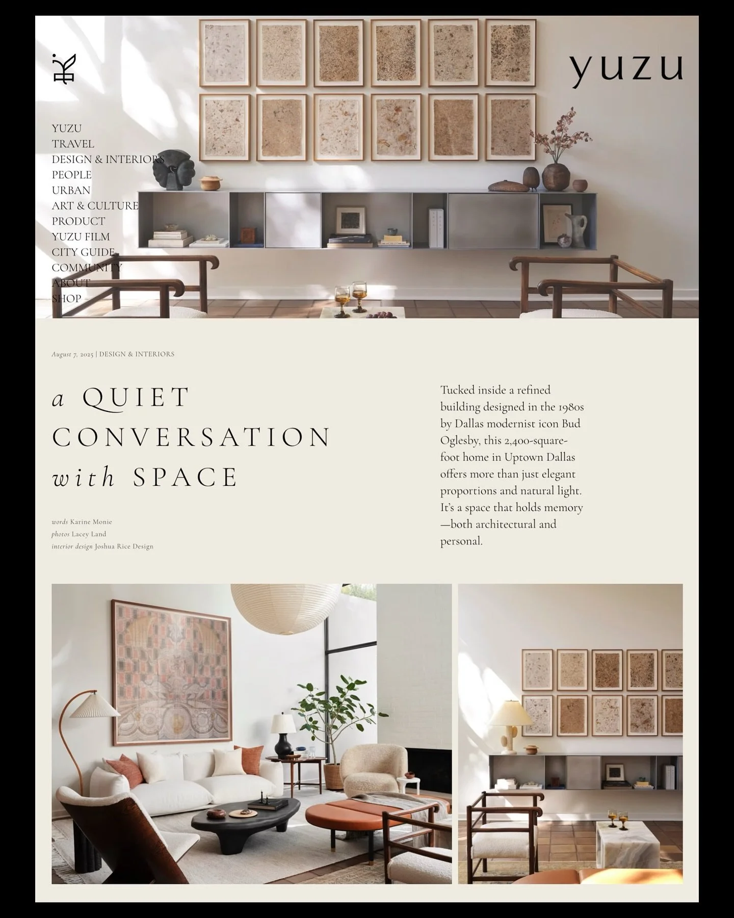 Taking a moment to catch up on some recent JRD publications.
I need to be more on top of this type of stuff 😬, because it really is exciting for us.

Nonetheless,  it&rsquo;s great to see our Travis project in the beautiful online publication @yuzu.