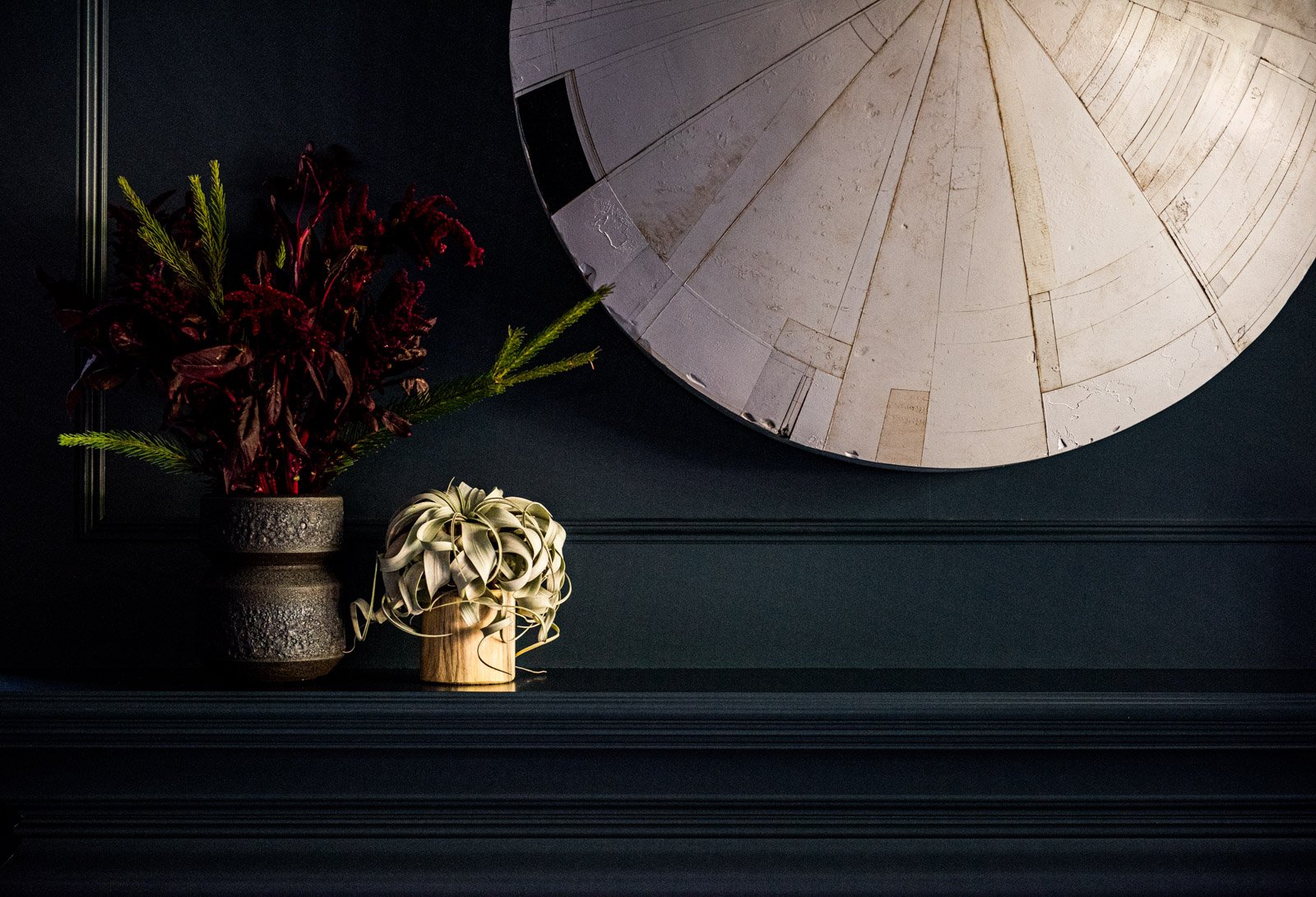 wall sculpture by  hiroyuki hamada on blue wall