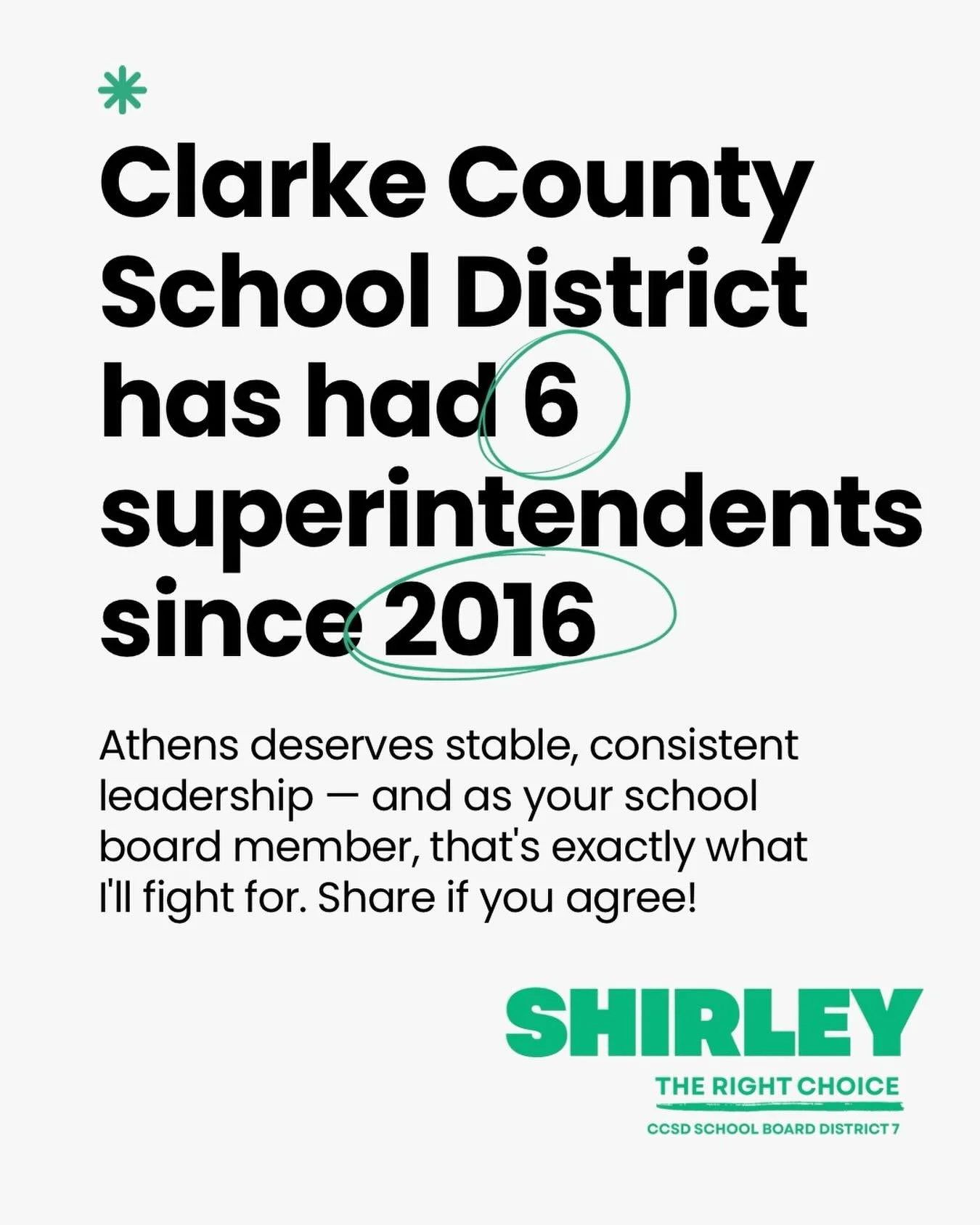 Six superintendents in ten years. While many have served well, that kind of turnover makes an already tough job even harder. Athens deserves stable, consistent leadership &mdash; and as your school board member, that&rsquo;s exactly what I&rsquo;ll f