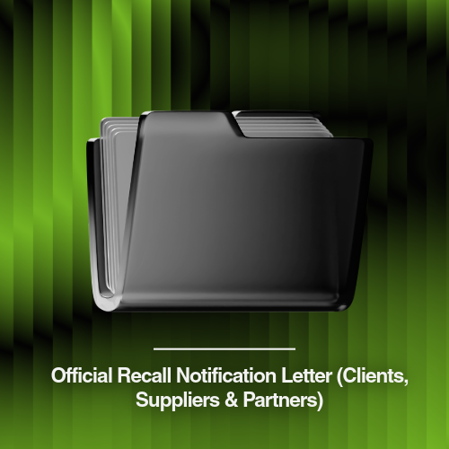 Official Recall Notification Letter (Clients, Suppliers & Partners)