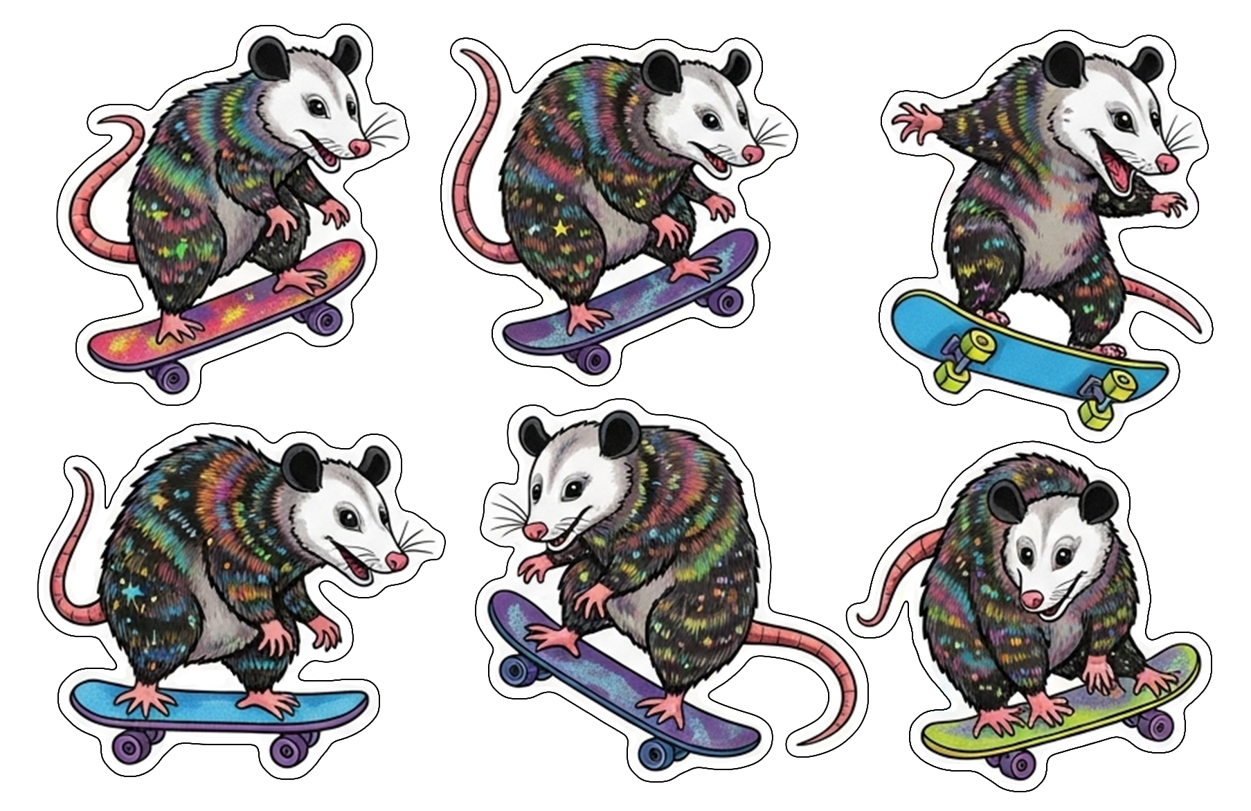 Possum Skateboarding Stickers
