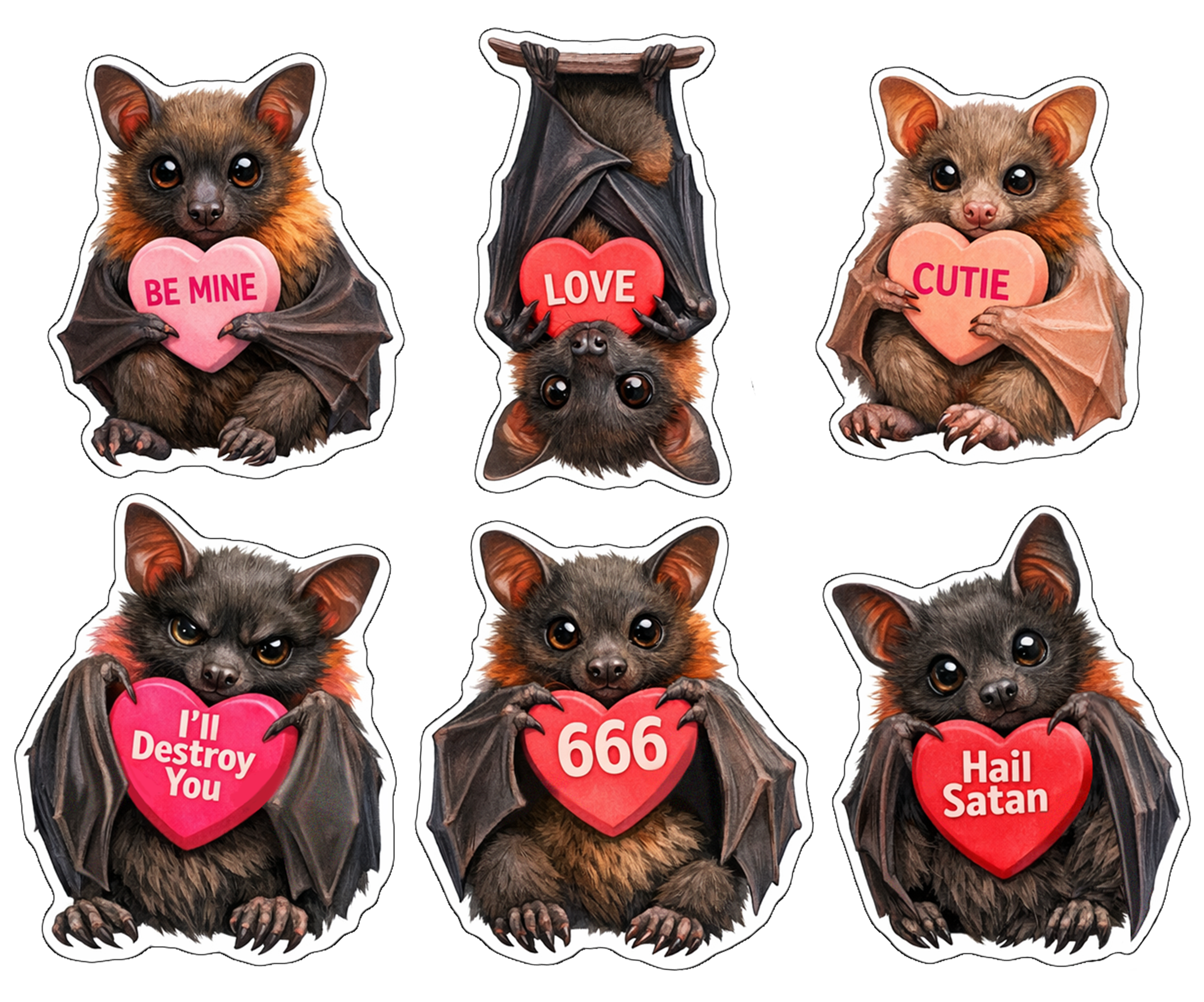 Valentines Bat Stickers