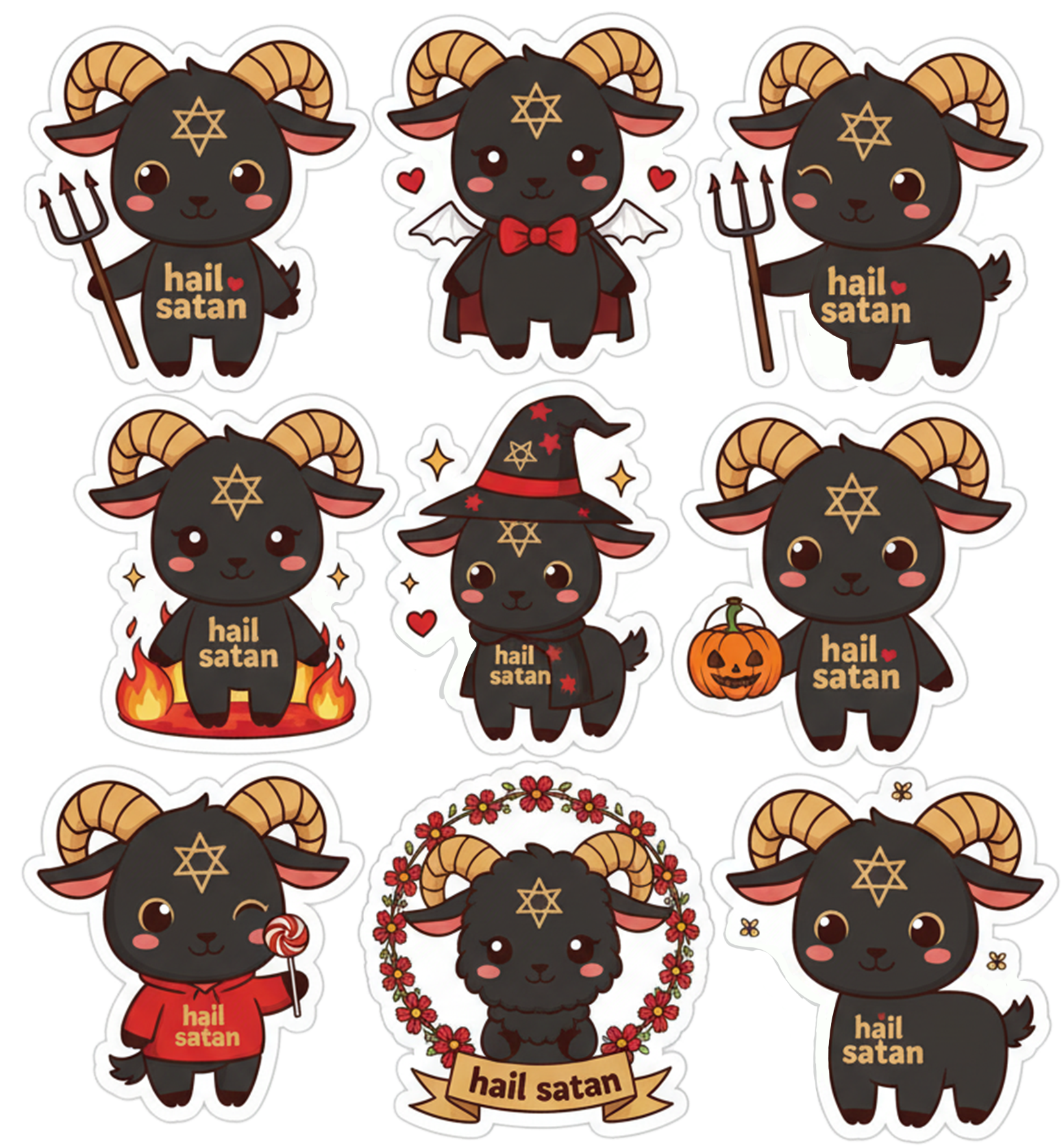 Cute Satanic Goat Stickers