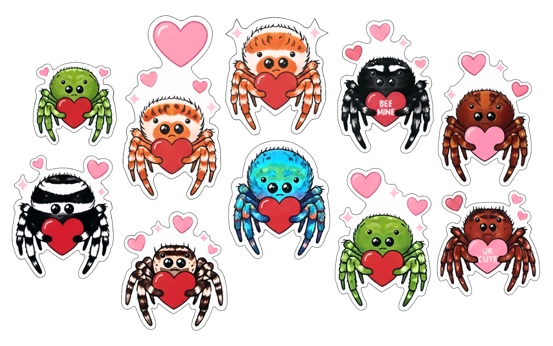 Jumping Spider Valentines day Stickers