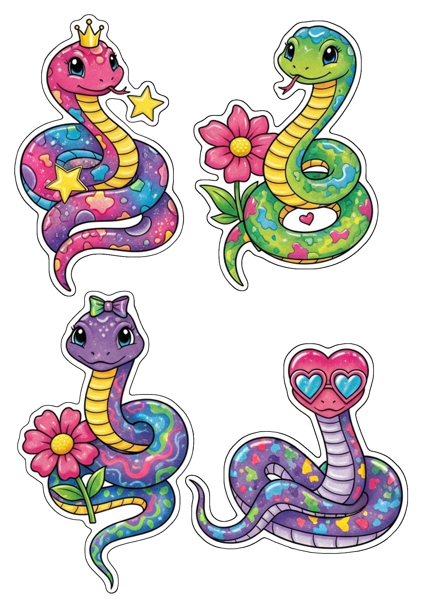 Rainbow Snake Babies Sticker Set