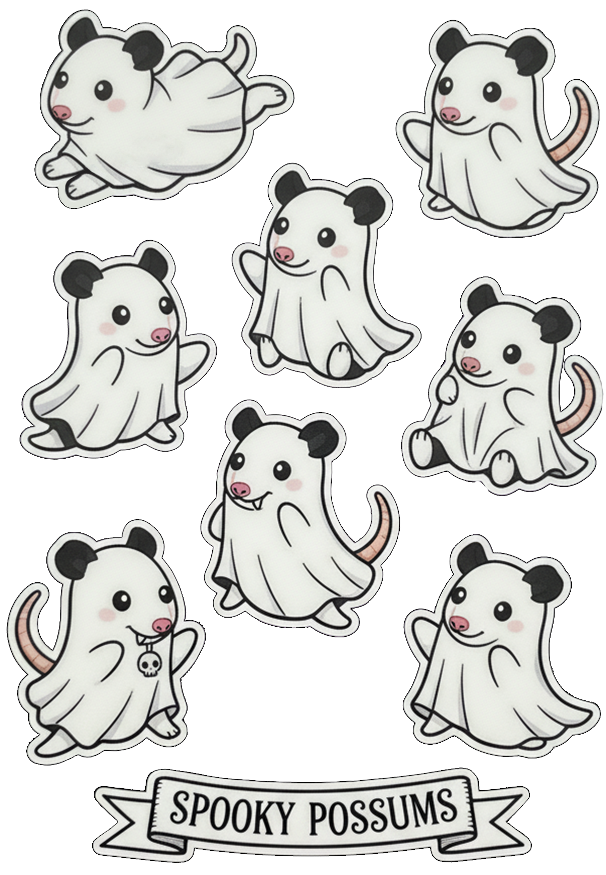 Spooky Halloween Possum Stickers