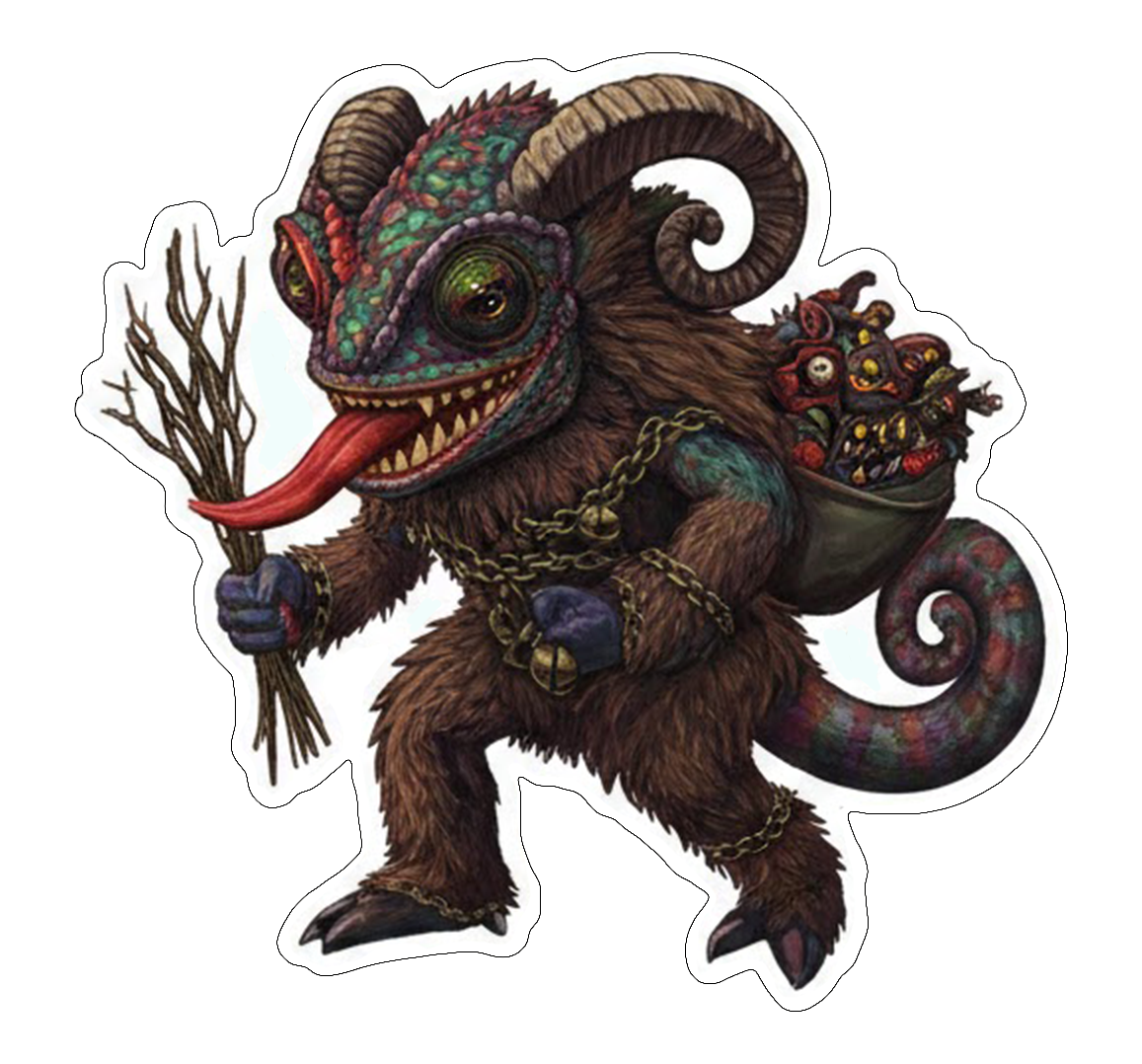 Klampus (Krampus) The Christmas Chameleon Sticker