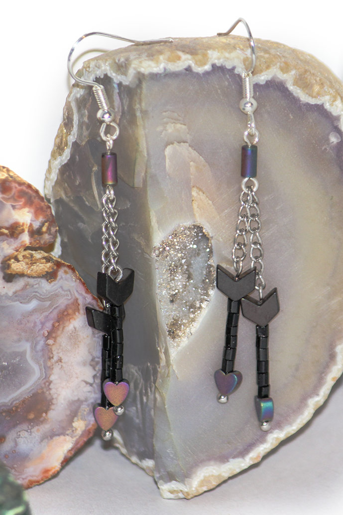 Silver Plated Iridescent  Valentines Day Earring & Bracelet Set