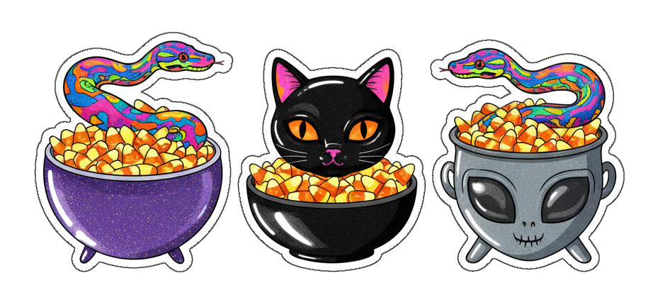 Halloween Candy Bowl Sticker Set