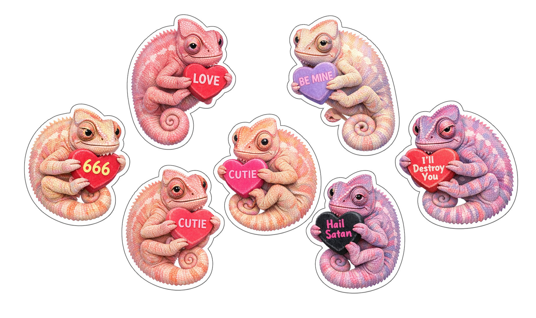 Valentines Day Chameleon Stickers