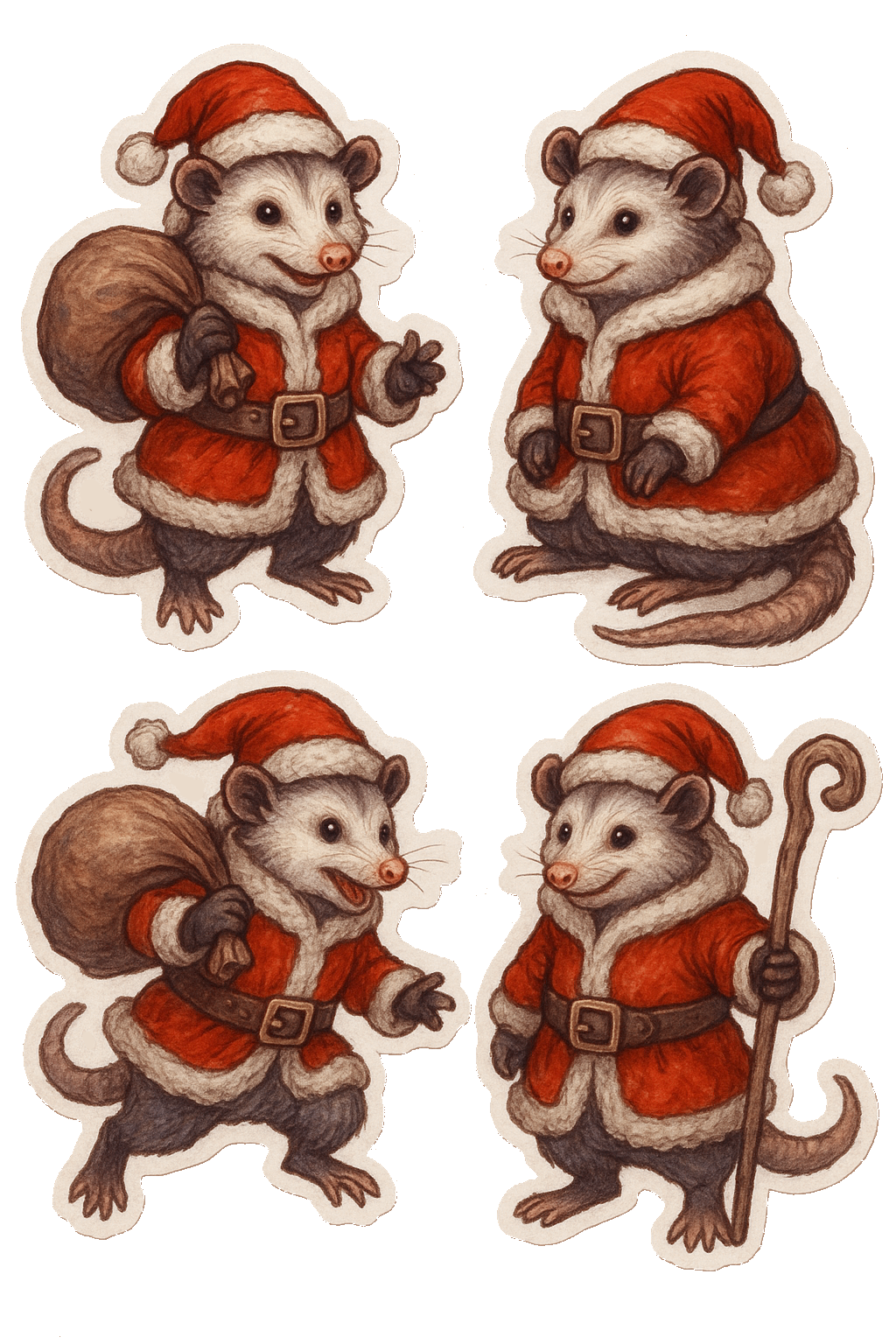 A Verry Merry Possum Christmas Sticker Set