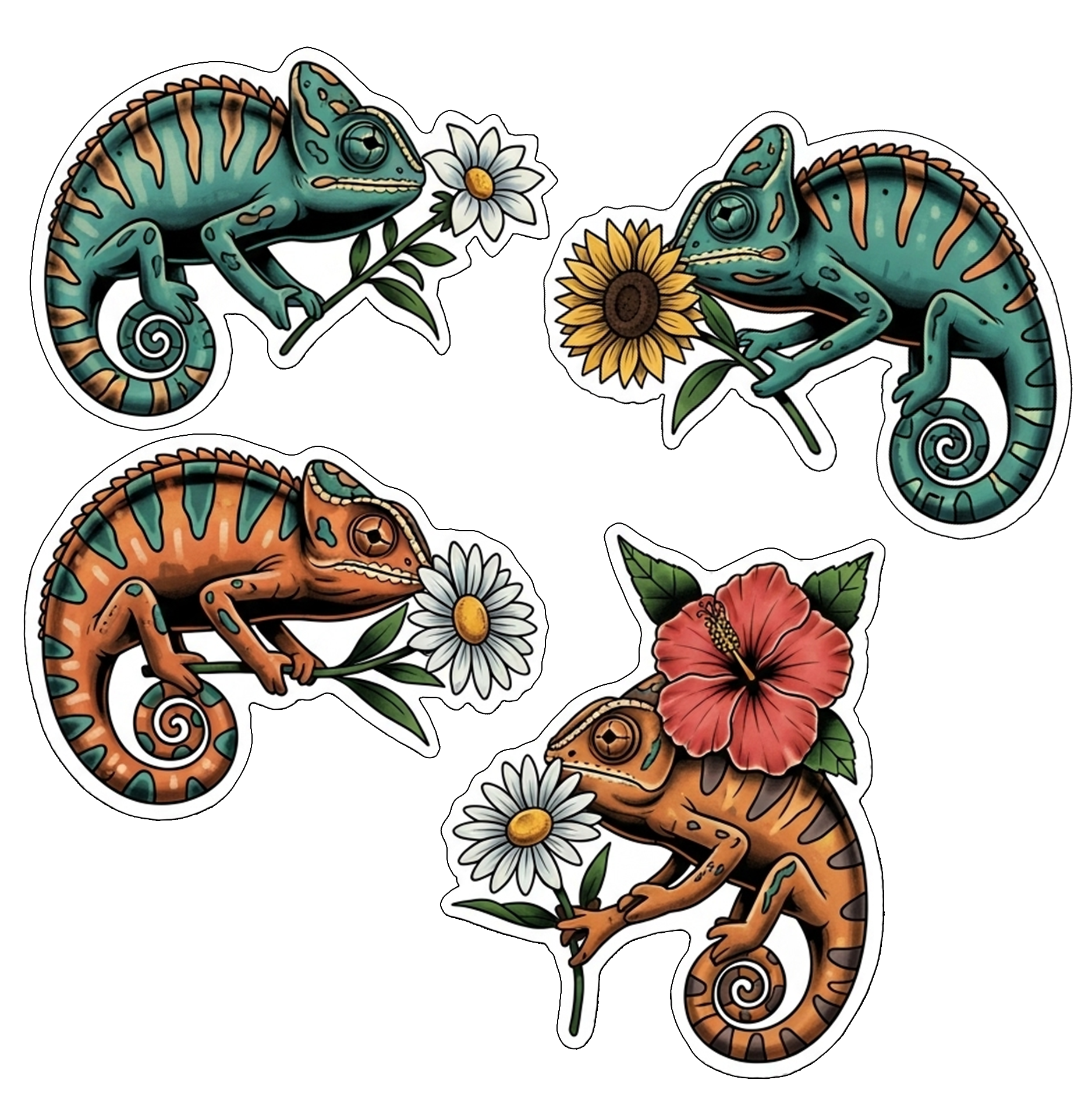 Flower Chameleon Stickers