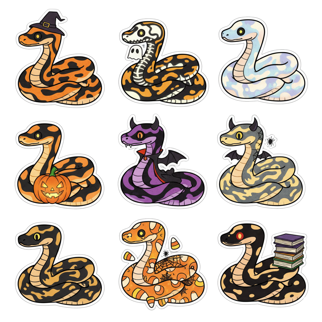 Halloween Ball Python Sticker Set