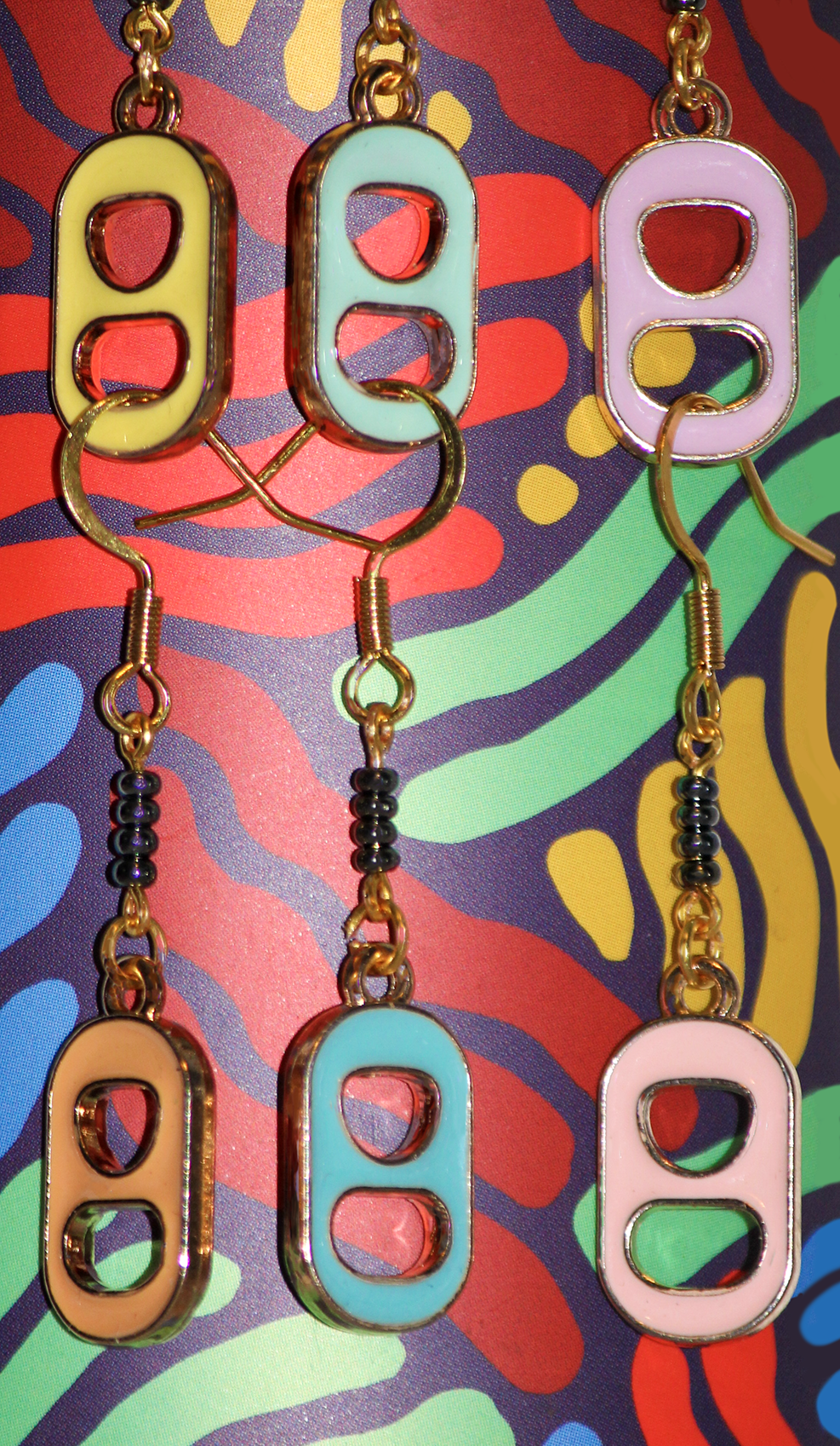 Enameled Soda Pop Tab Earrings