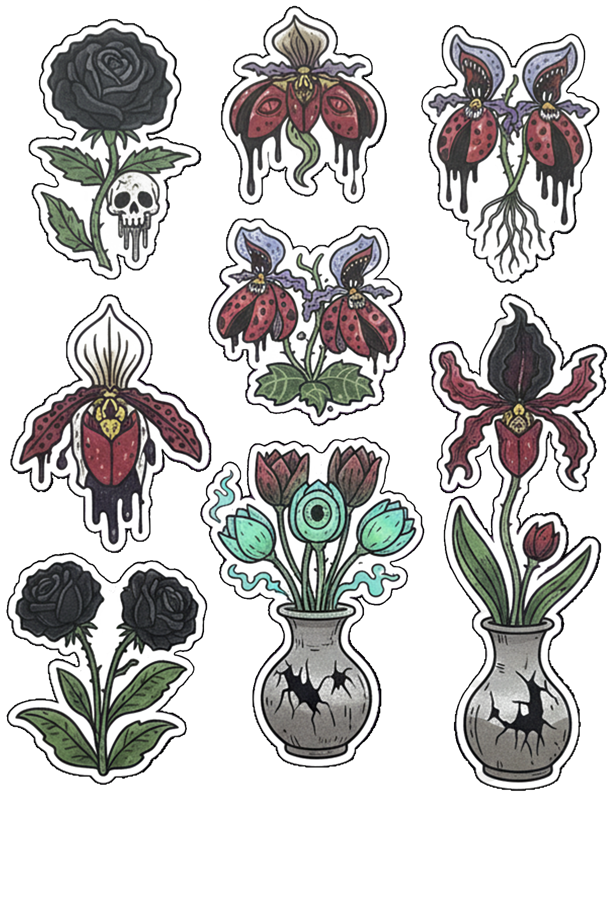 Doom Bloom Flower Themed StickerSet
