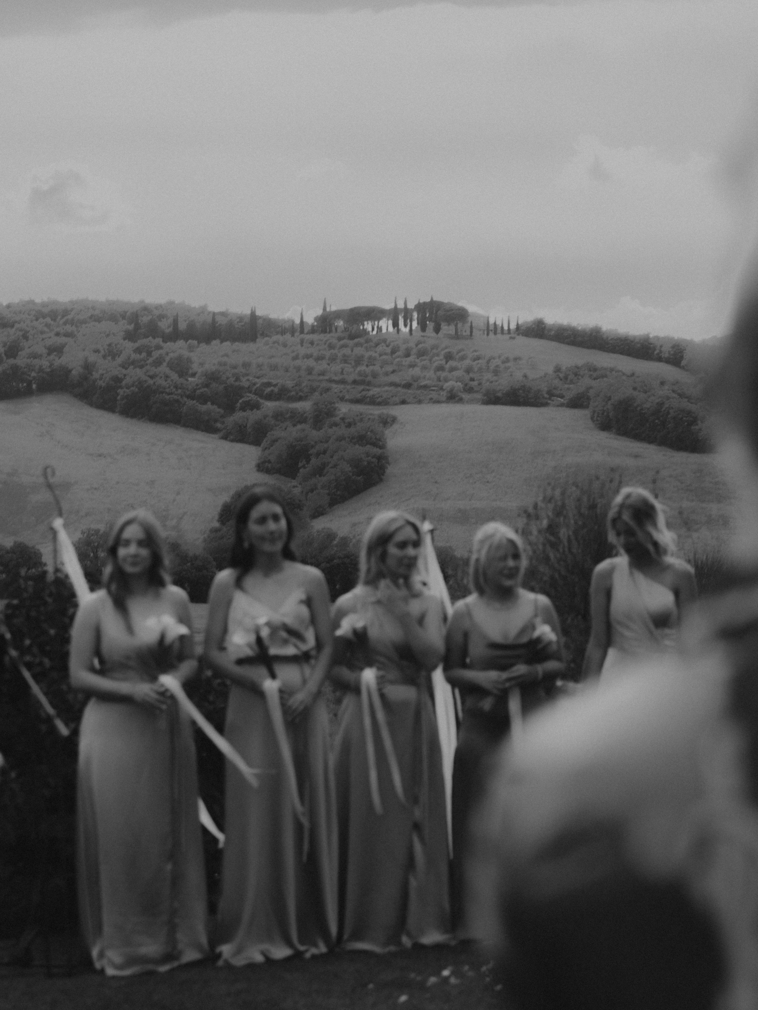 five bridesmaids at Poggio covili