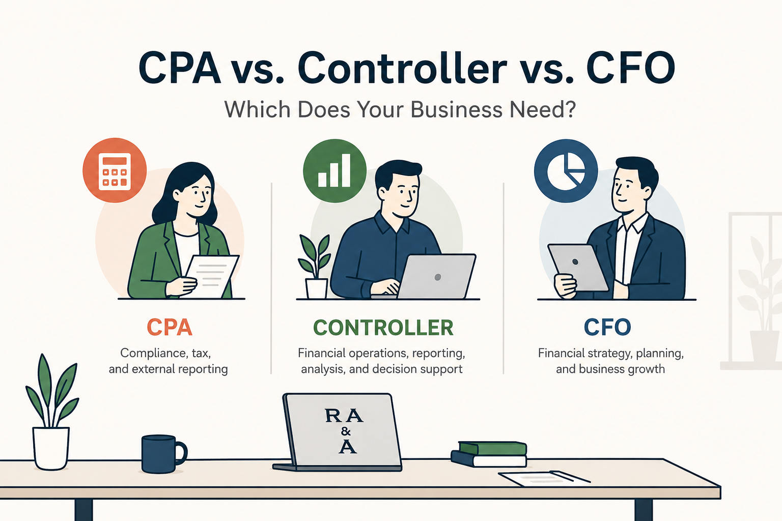 A comparison between what a CPA, Controller, and CFO do