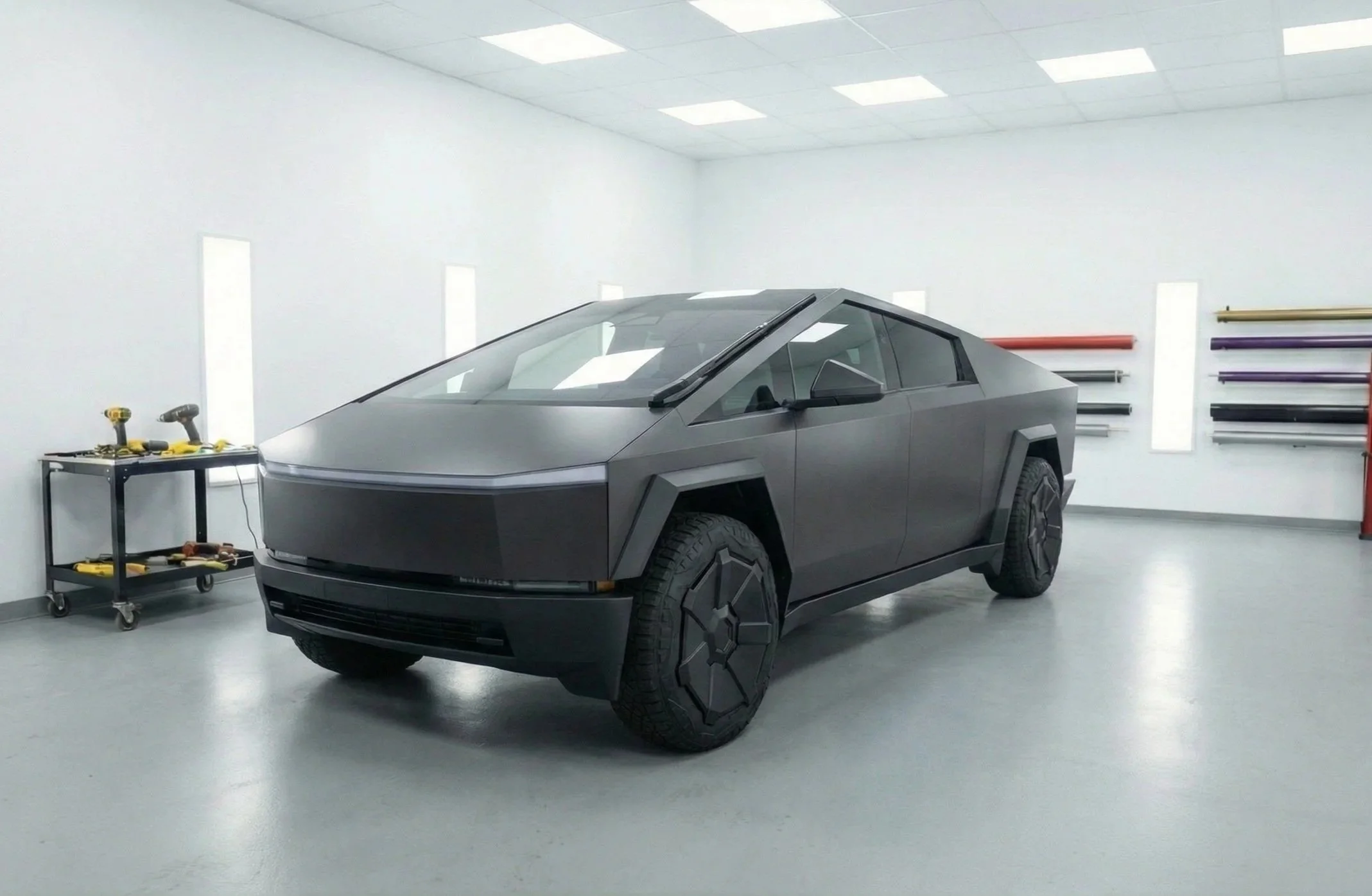 black cyber truck wrap