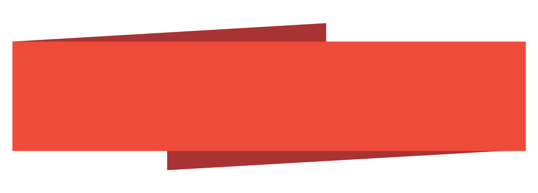 Red rectangular banner with overlapping darker red rectangles behind, against a white background.