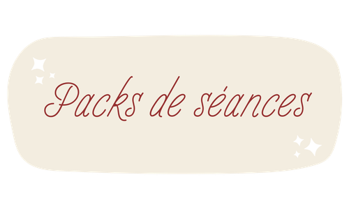 Texte indiquant 'Packs de séances' sur fond beige avec petites étoiles blanches.