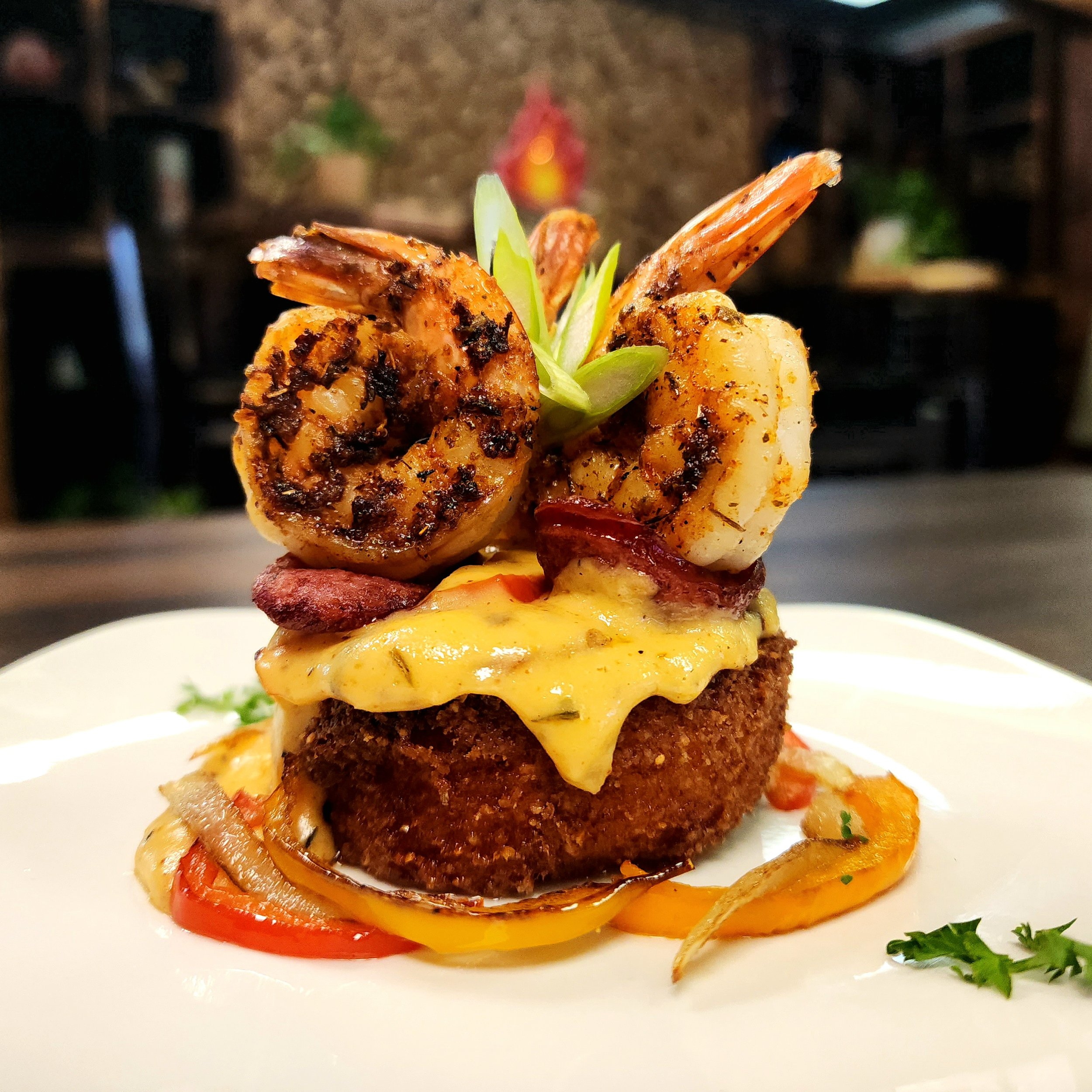 Shrimp & Grit Cake. 