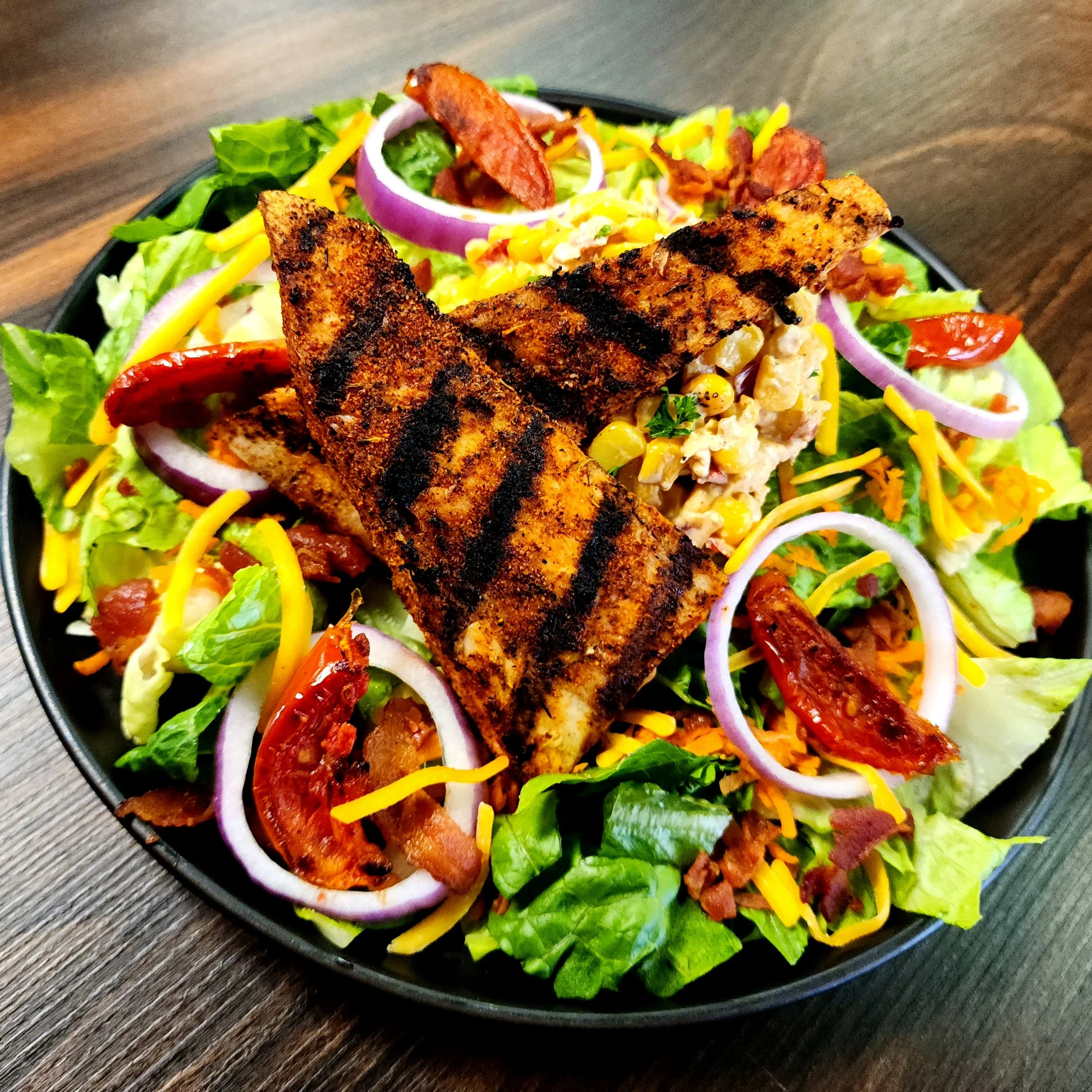 South x Southwest Salad with Red Snapper. 