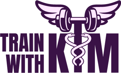 Online workouts with train with kim logo