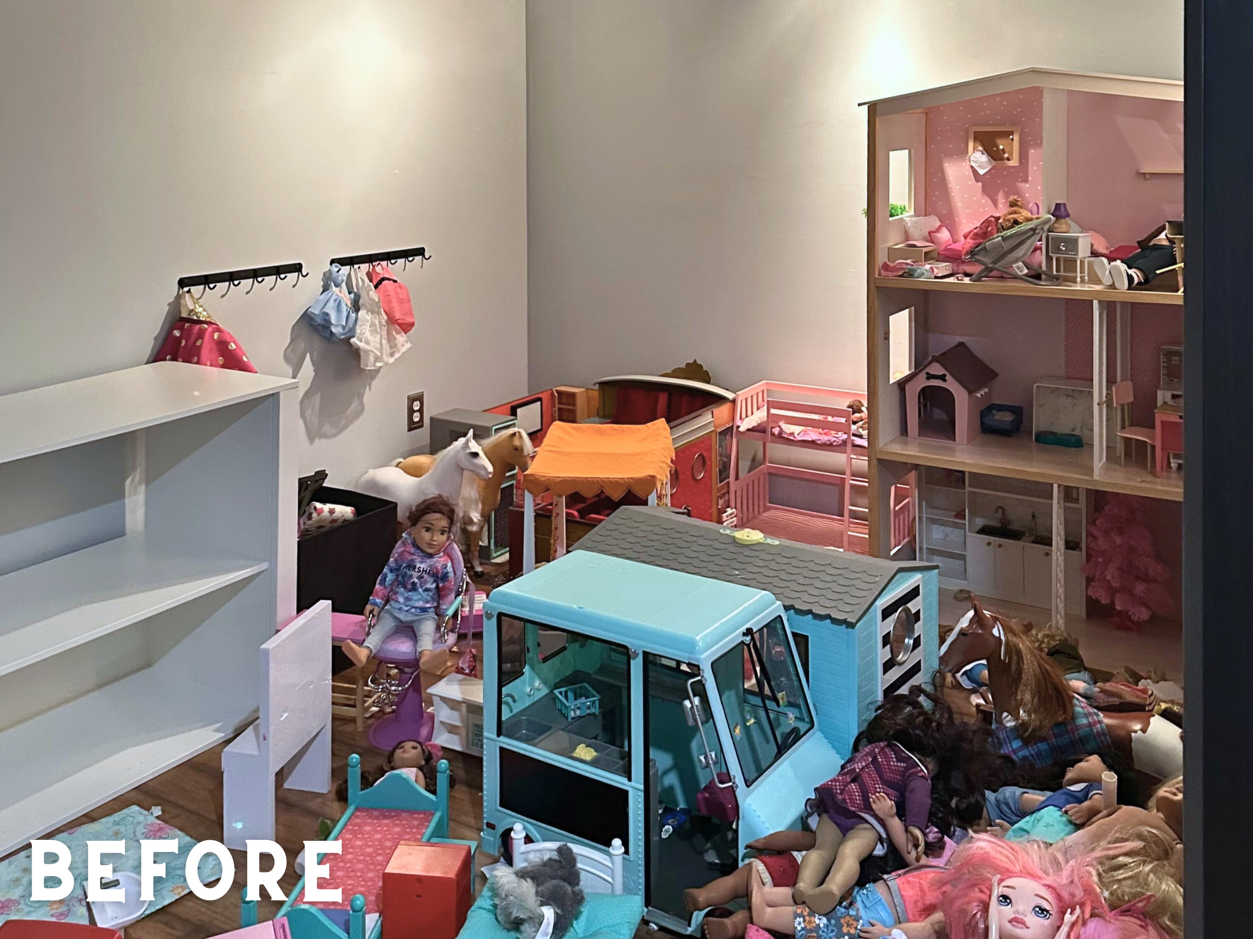 When toys are scattered all over or piled up on one another, kids don't even remember half of the toys that got buried at the bottom. This American Girl Doll collection was complete with accessories, props, furniture, and big playsets. With a little 