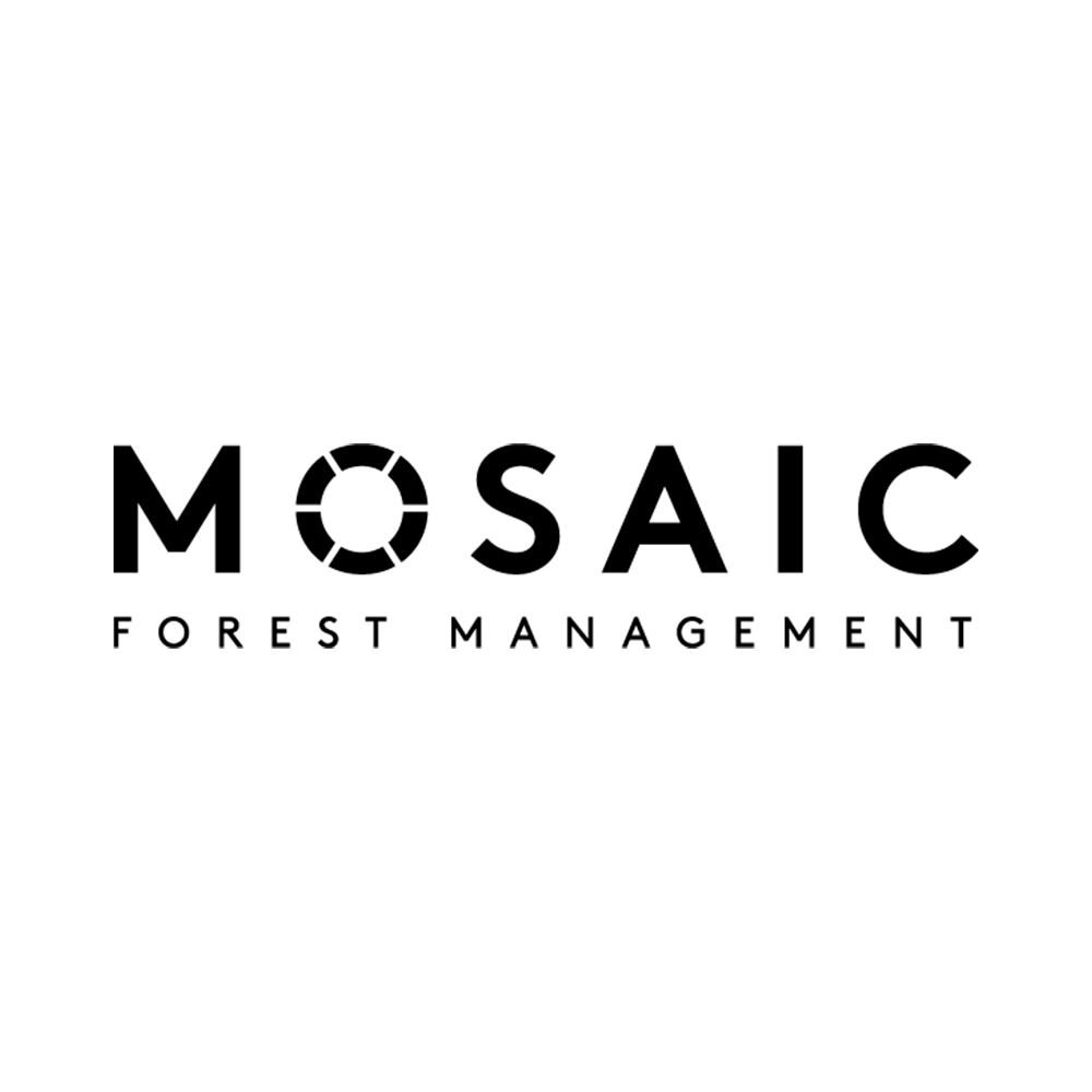 Mosaic Forest Management logo in black and white on a plain background.
