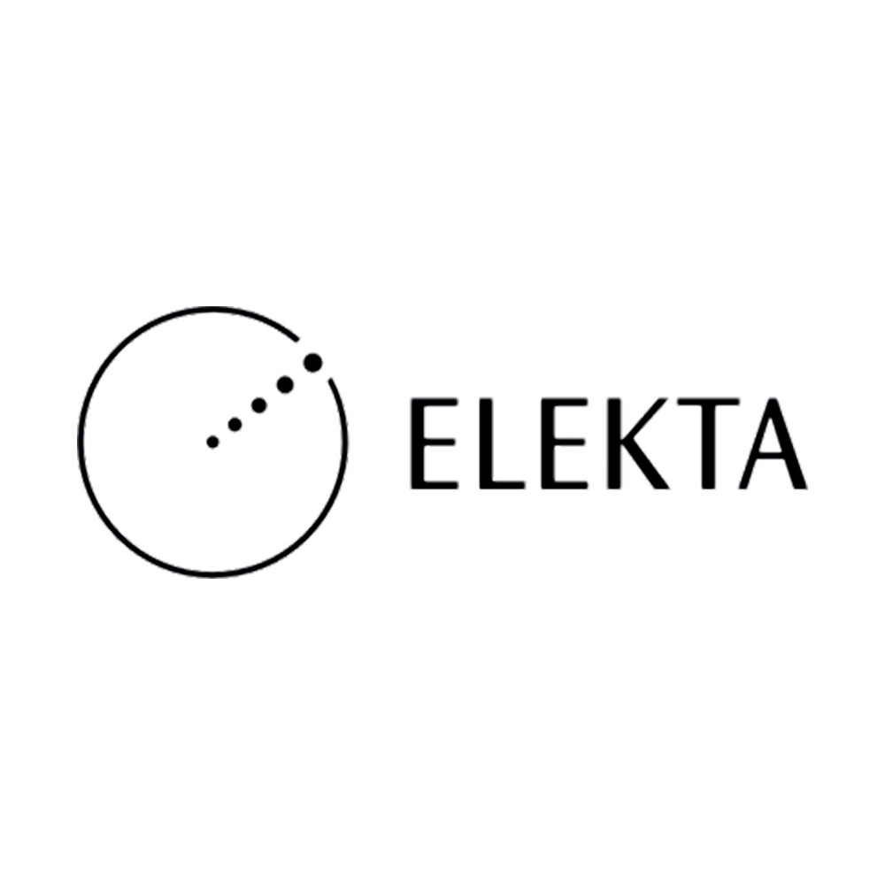 Elekta logo featuring a stylized circular design with dotted lines and the company name 'ELEKTA' next to it.