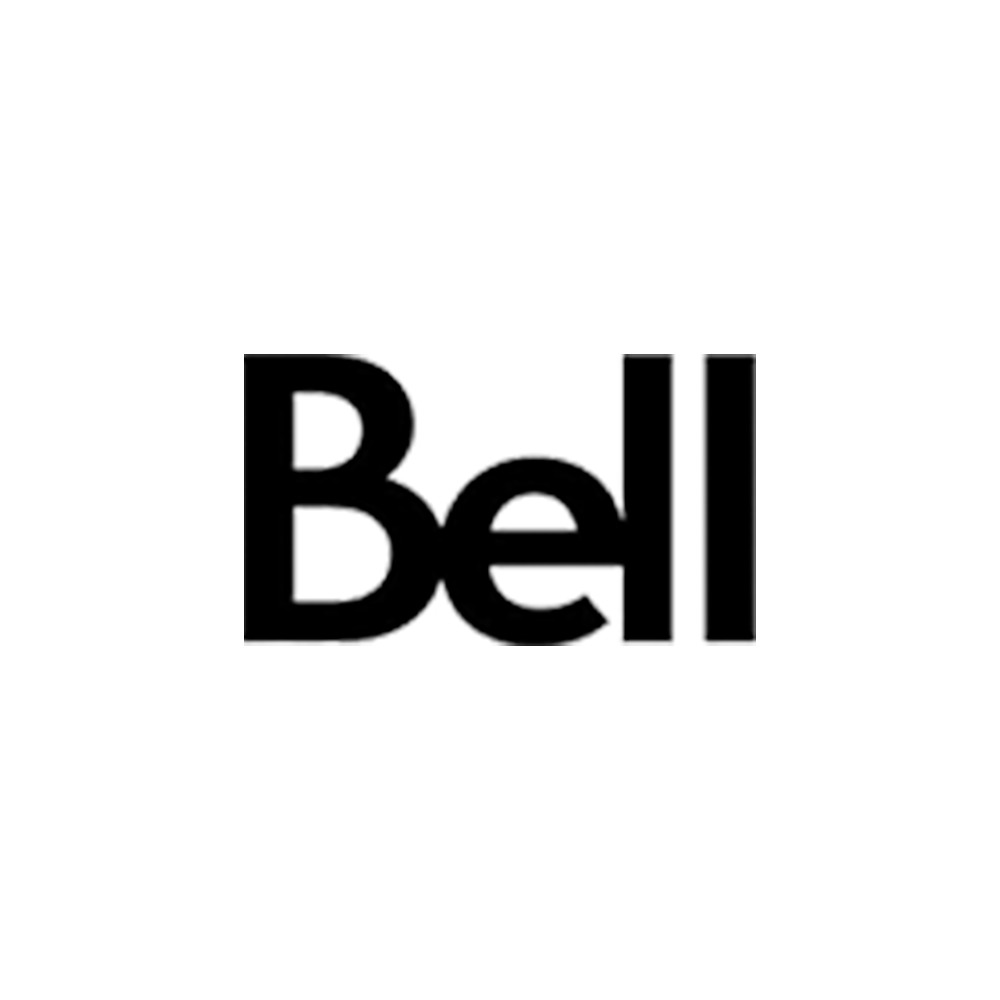 Close-up of the black text 'Bell' on a white background.