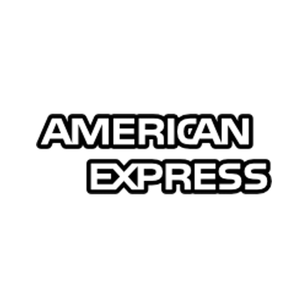Black and white logo with the words "American Express" in bold, outlined font.