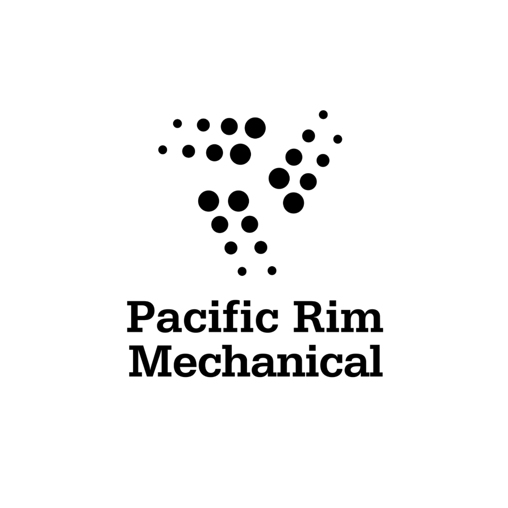 Logo with a map of South America made of black dots and the text 'Pacific Rim Mechanical' underneath.