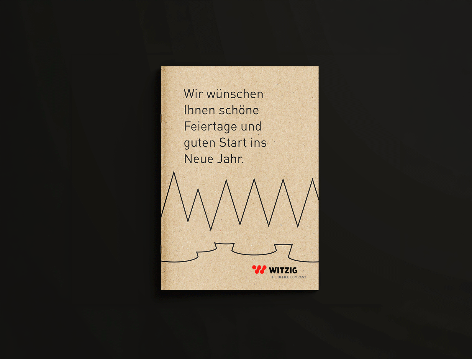 Animation einer Karte mit unterschiedlichen Weihnachtsmotiven, Logo der Firma Witzig The Office Company.