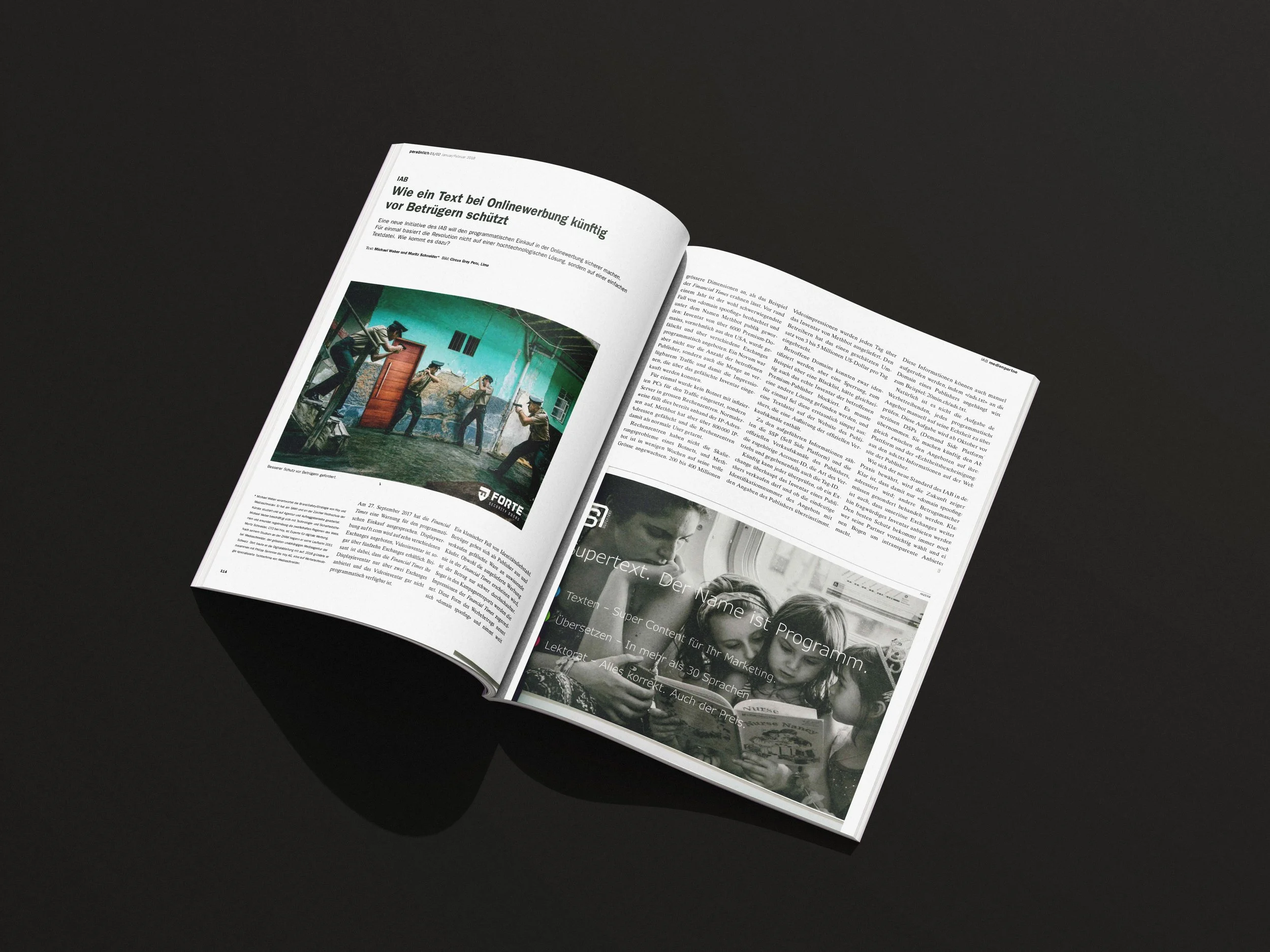 Offenes Magazin mit Artikel über Brand Safety.