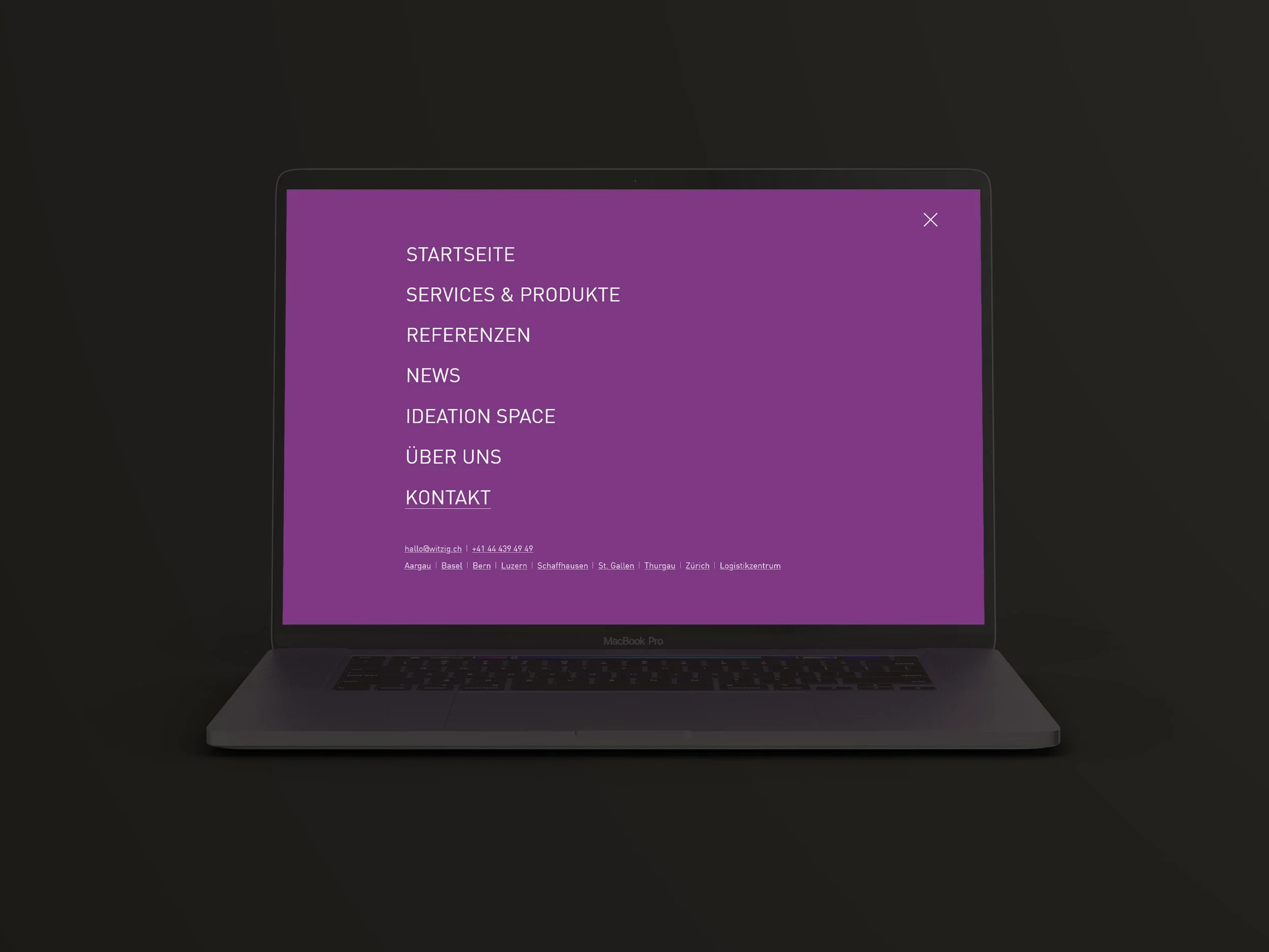 Laptop mit Navigation auf der Webseite von Witzig The Office Company im neuen Corporate Design.
